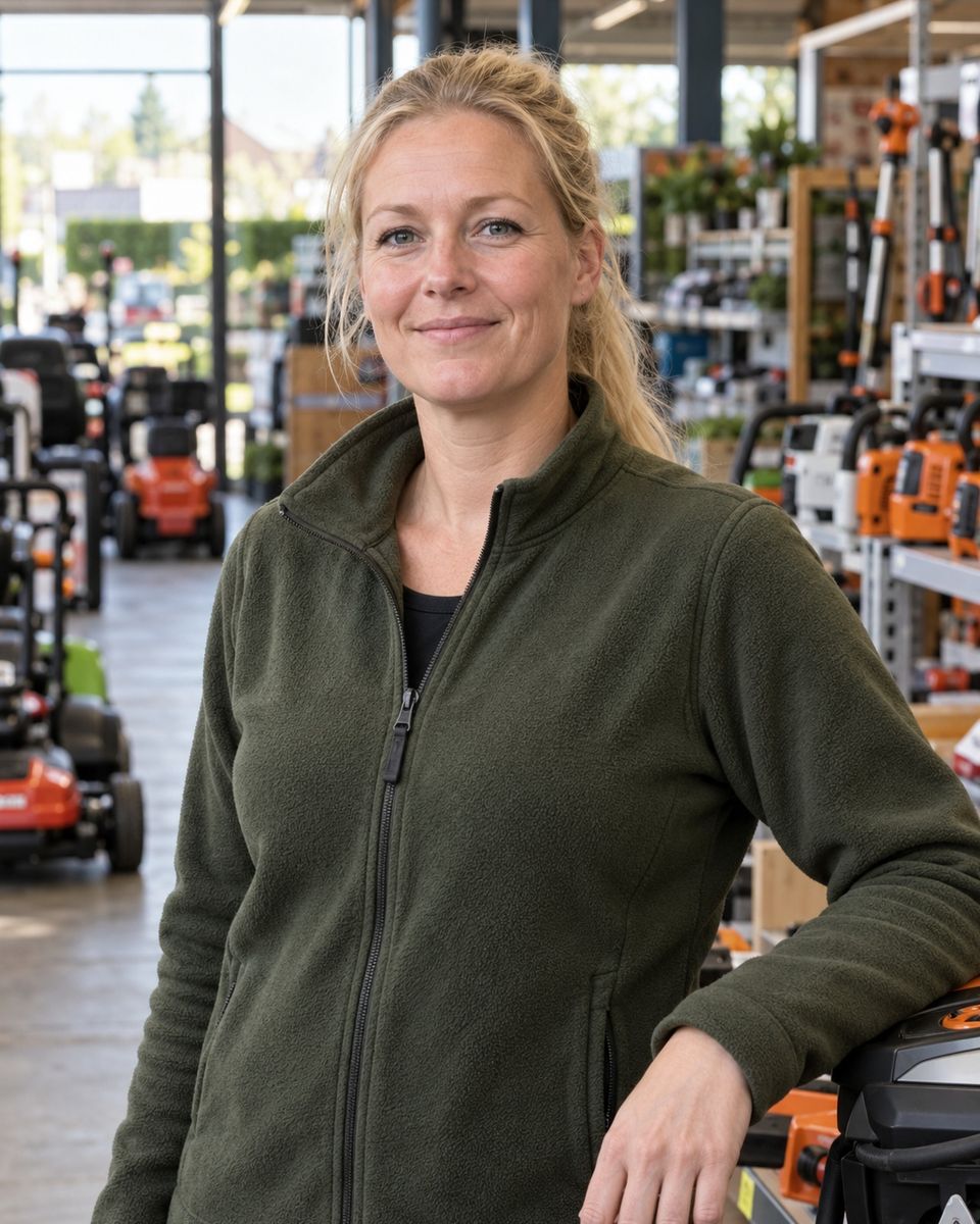 Ilse ten Brinke in de winkel tussen de machines